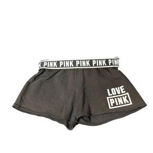 VTG Y2K Pink Victoria’s Secret Women XS Black White Logo Waistband Shorts Lounge